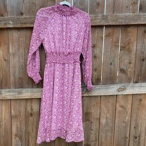 NWT O.P.T. Purple Smocked Floral Midi Dress